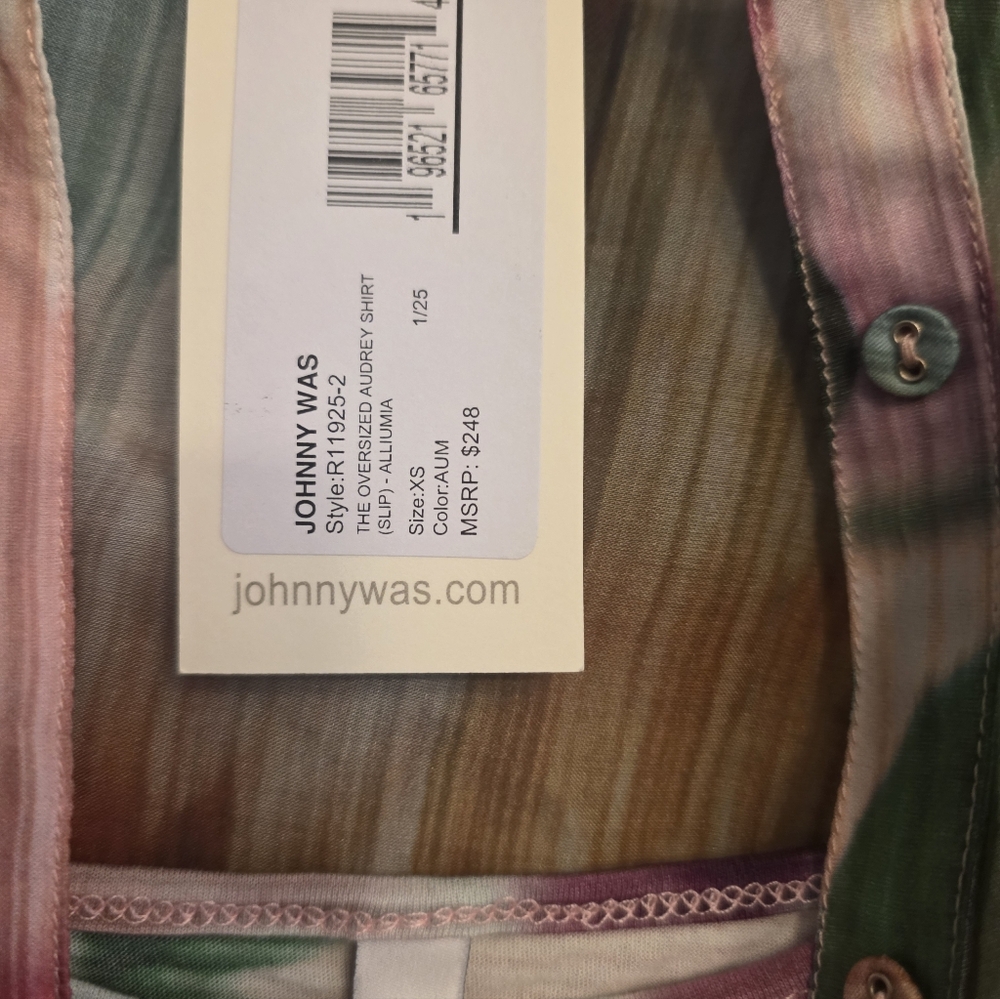 Johnny Was Silk Top Oversized AUDREY Shirt Silk NWT $248 - Picture 2 of 7